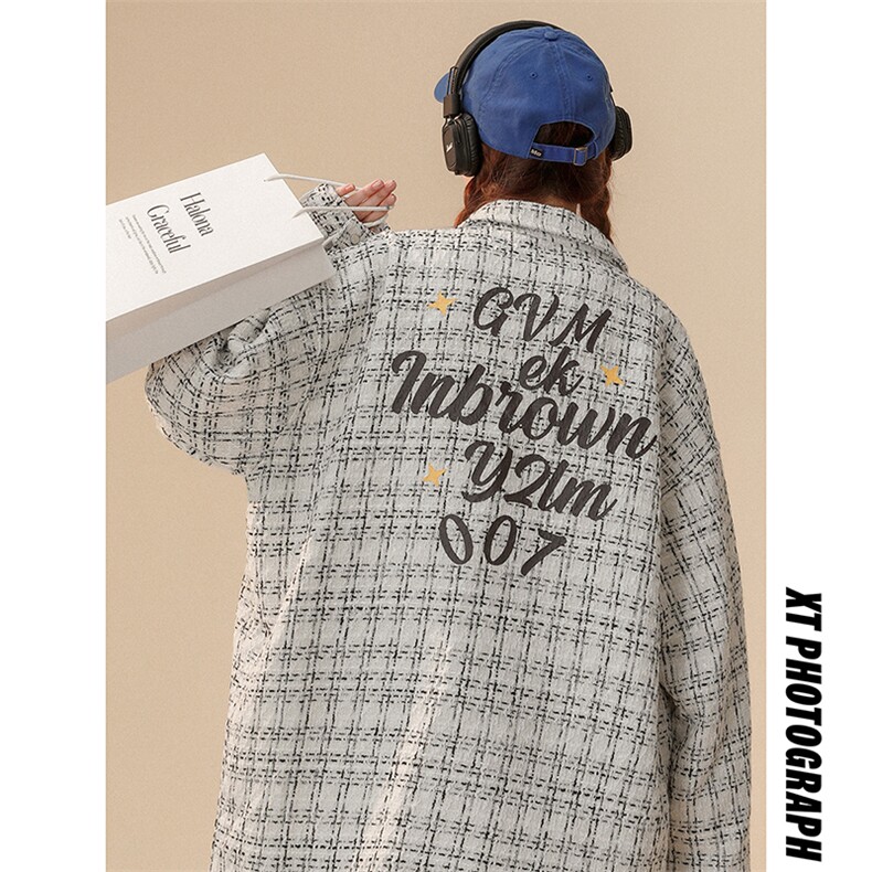 1中性风小香风大码M-5XL中性情侣潮长袖衬衫CCS8019P45加绒P55,男装衬衫,星座226-2