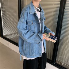 春秋男士牛仔夹克韩版潮流港风宽松bf上衣休闲百搭外套WT5542-p55图片