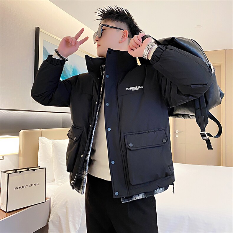 AY69/P138控178-冬季社会小伙假两件工装棉衣痞帅棉服外套男黑首2,男装棉衣,星座305B-1