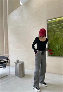 2021秋季新款松紧腰侧边拉链休闲宽松束脚卫裤,女装休闲裤,L·H·X