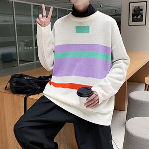 2024秋冬新款毛衣男韩版时尚休闲宽松圆领上衣A161-2-M2042-P48，男装针织衫/毛衣，电商A161-2