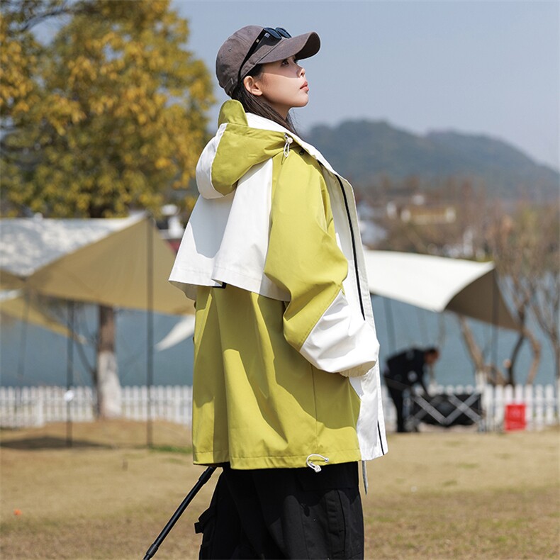 大码秋冬季连帽冲锋衣夹克潮酷宽松工装情侣外套JK6256p78,男装夹克,电商D315