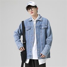 2021秋季新日系大码男无影墙破洞字母刺绣牛仔夹克外套NJ8023-P70，男装夹克，电商A001