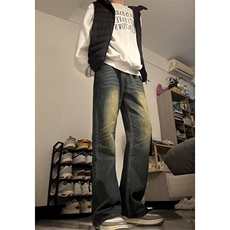 B221美式ins高街暗黑光版修身微喇牛仔裤LK23137-P55控78，男装牛仔裤，电商B221