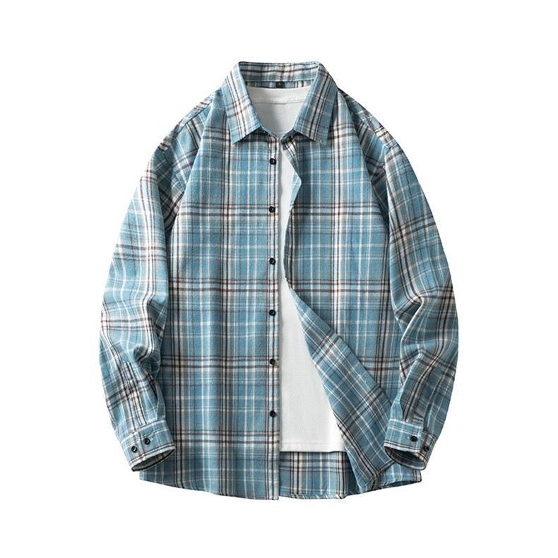 25年春季格子衬衫长袖大码宽松落肩现货DS-C323-1-2379-特批30，男装衬衫，电商C323-1