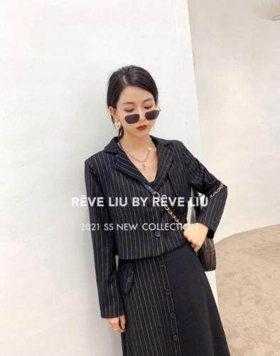 条纹套装，女装职业装，REVE LIU