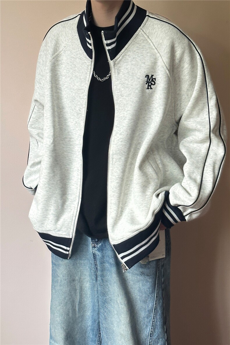2026春现货立领卫衣外套男士宽松休闲绣花上衣A351-AW2529-P95,女装短外套,电商A351