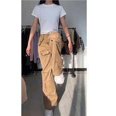 春秋无品牌常规美式微喇牛仔裤女拖地休闲长裤子直筒裤潮流高腰，男装牛仔裤，星座506A