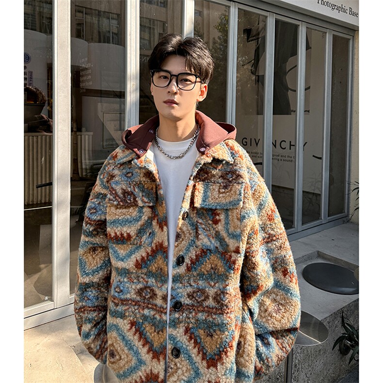 可拆卸帽子波西米亚风时尚百搭保暖外套A071-5015-P108,男装棉衣,电商A071