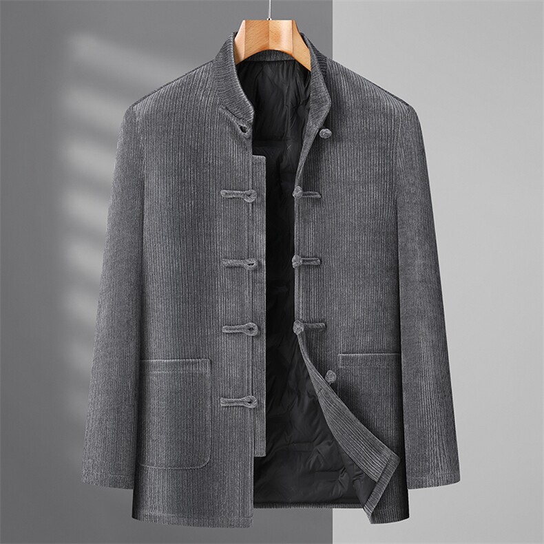 唐装90%白鸭绒羽绒服复古盘扣灯芯绒风羽绒服外套CF988-P230图片