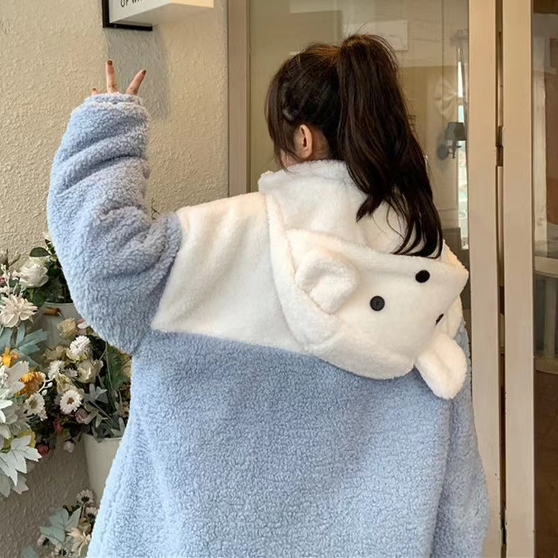 冬季加绒上衣学院风百搭女撞色羊羔绒连帽潮insE310-P60,男装卫衣,星座911-2(原星座613-2）