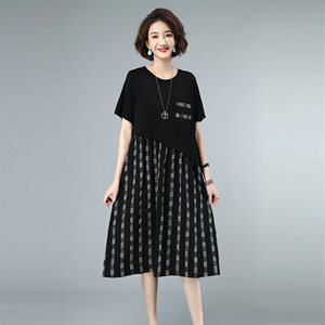 2021夏款新款拼接大码女装连衣裙236款图片