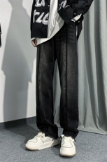 B221美式ins高街小众情侣款毛边直筒牛仔裤LK23013-P60控78，男装牛仔裤，电商B221
