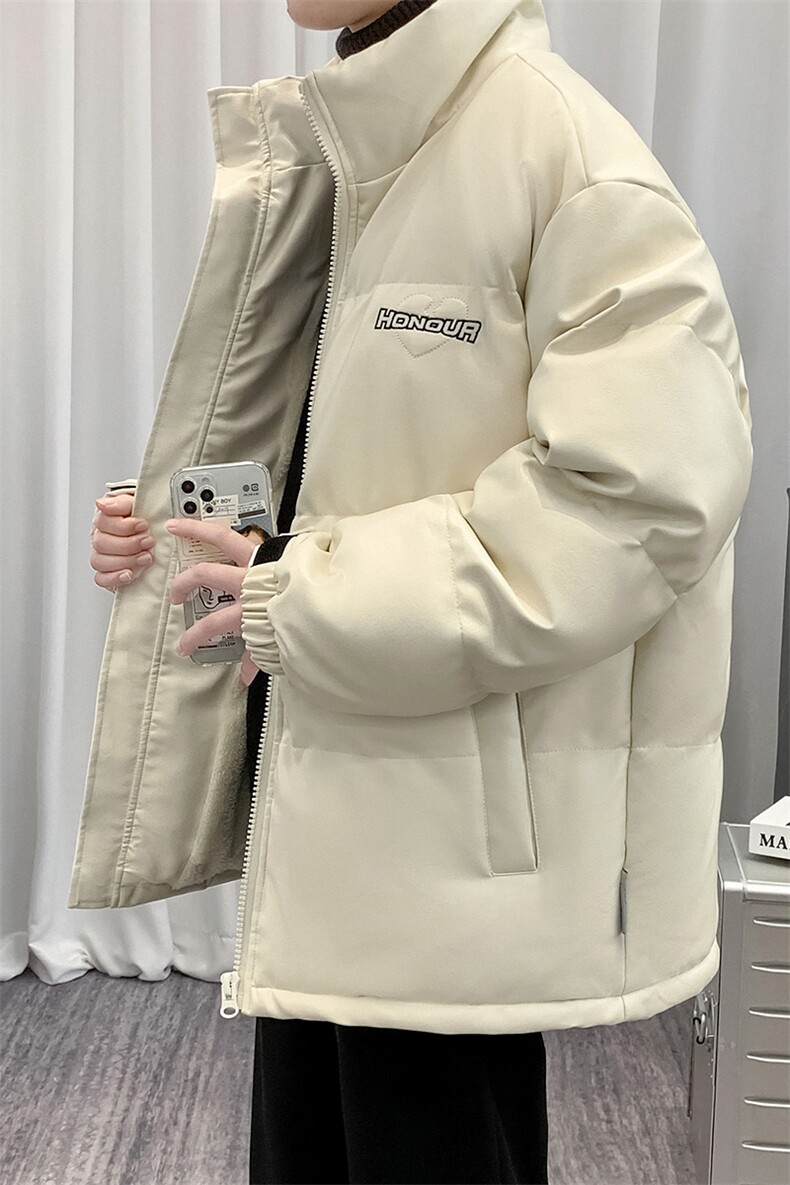 冬季学生港风加绒加厚棉衣外套纯色刺绣棉服男士8873-P115控价148,男装棉衣,电商A441-1