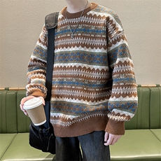 美式复古毛衣男冬季宽松针织衫秋季慵懒日系MY05675-P58，男装针织衫/毛衣，星座308B-1