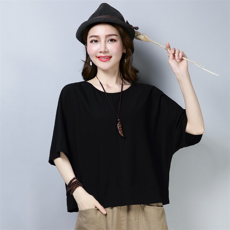 短袖t恤女2024年夏季新款宽松大码蝙蝠衫设计感小众半袖妈妈上衣，女装T恤，简韵佳