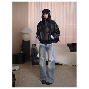 新款重工复古中性立领机车皮衣外套PU夹克上衣男女Y1027-P90网图图片