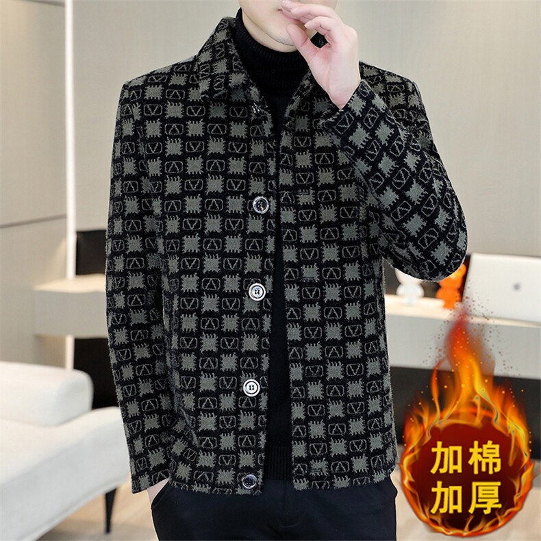冬季新款主推男士翻领加棉加厚韩版修身毛呢大衣夹克外套A73P140,男装毛呢大衣,电商B226