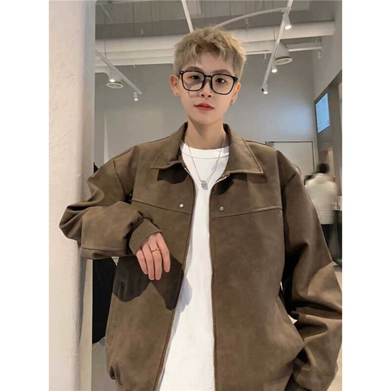 Q01-P52春秋皮衣外套潮牌宽松休闲机车服痞帅炸街高级,男装皮衣,电商B323A