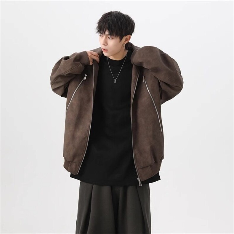 W9517-P83网图现货美式高街高品质潮流PU皮夹克外套机车上衣,男装夹克,星座1608-2