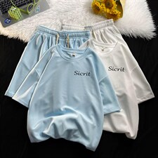 HZ75098-P44华夫格套装男大码休闲运动套装两件套，男装休闲套装，电商A040