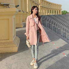 现货!2025春秋新款中长款粉色风衣外套2C037701P125K178，女装风衣，2C037