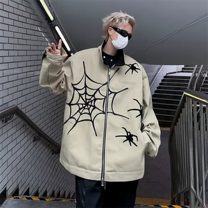 潮美式蜘蛛刺绣外套男秋季潮牌夹克情侣棒球服ins上衣 JK835图片