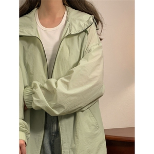 中性风黄灯连帽滚边设计防晒衣女潮牌防晒服男FS77005P45控68图片
