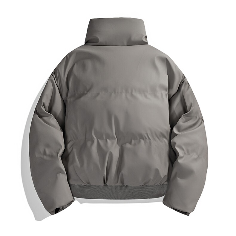 现货5W件冬季三防重磅硬挺boxy短款羽绒立领PU皮棉衣外套加厚棉服,男装棉衣,电商A486