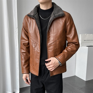新款棉衣男轻熟风男装皮衣店主风加绒加厚棉服羊羔绒PY0918-P100图片