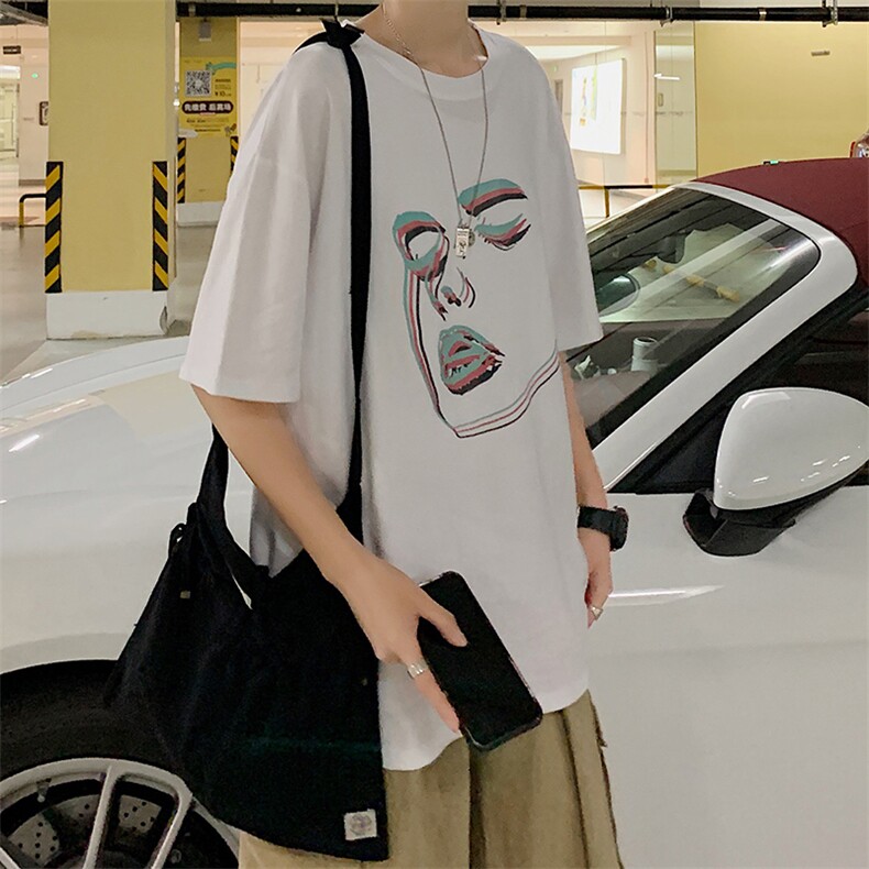 新款T恤男ins超火上衣设计感短袖潮牌打底衫五分袖宽松T627-P20,男装T恤,星座512-2