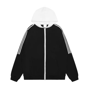 抖音品质！重磅350克纯棉拼色撞色侧边三条杠连帽卫衣 AH208 p39图片
