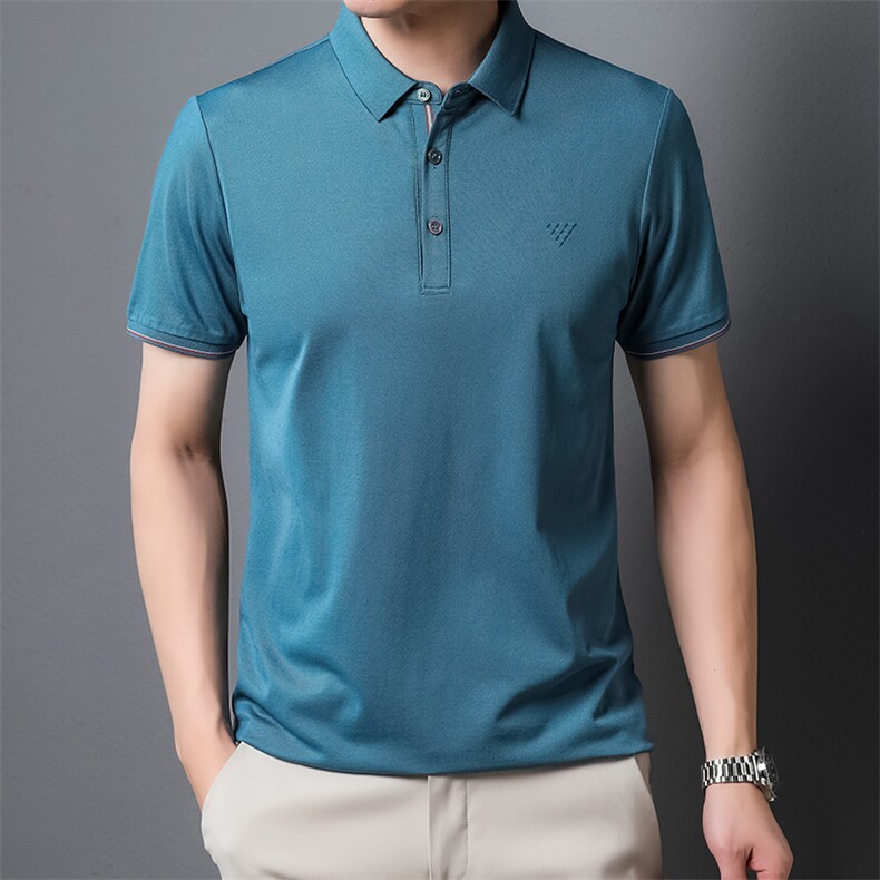 夏季男士新款POLO衫青年休闲冰丝翻领体恤男短袖打底衣P60图片