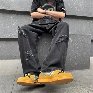 欧美裤子高街潮ins美式十字架牛仔裤男直筒宽松阔腿长裤N2763-P45