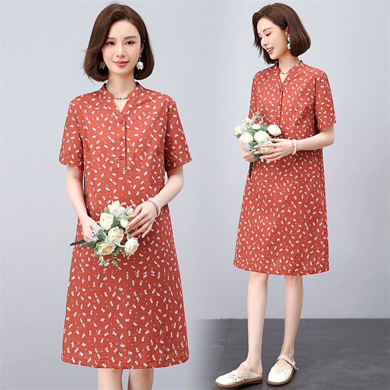 2025夏装新款简约时尚碎花连衣裙，女装连衣裙，阿丹