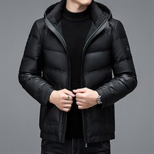 羽绒服2023冬季新款商务休闲男士宽松纯色免烫中年连帽加厚外套，男装羽绒服，电商B212（原钱塘6029）