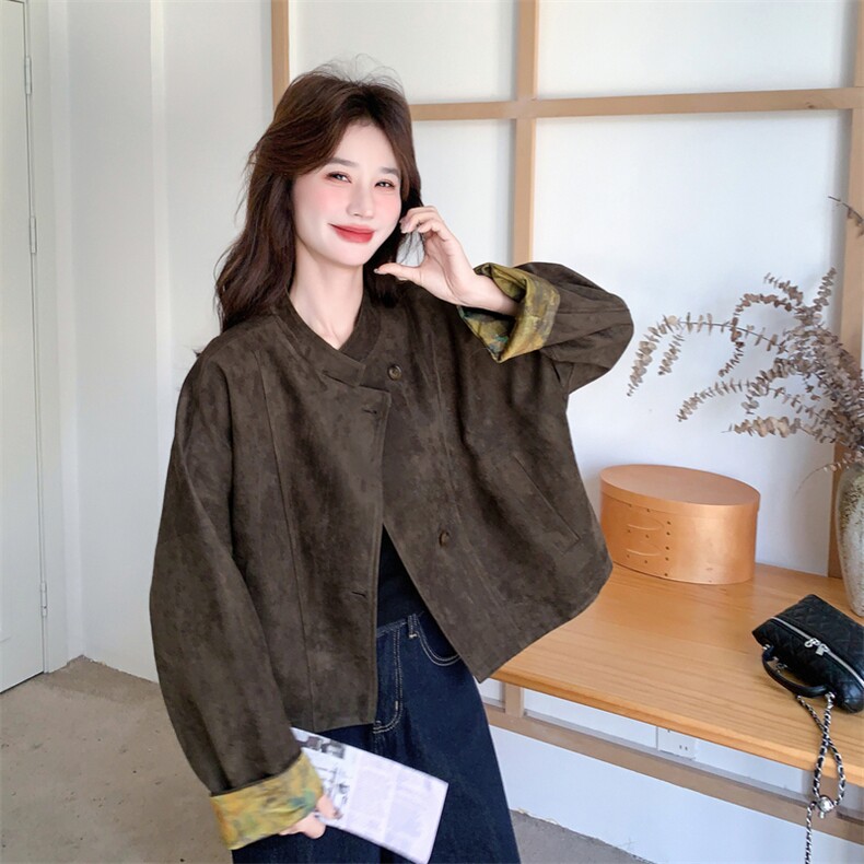 新品大货好数据撞色麂皮绒外套6838-P165控268,女装短外套,2C196