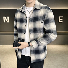 C317-6701-P952025春季新款千鸟格衬衫式夹克薄款情侣外套男，男装夹克，电商C317