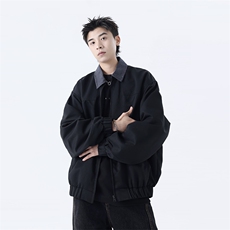 现货-复古潮牌工装外套街头宽松百搭翻领夹克拼接格子，男装夹克，电商C307