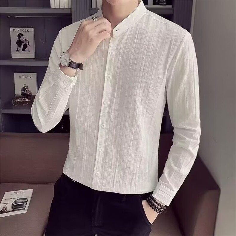 新款提花衬衫男长袖秋冬季韩版潮流修身商务男士免烫休闲百搭衬衫,男装衬衫,星座506A