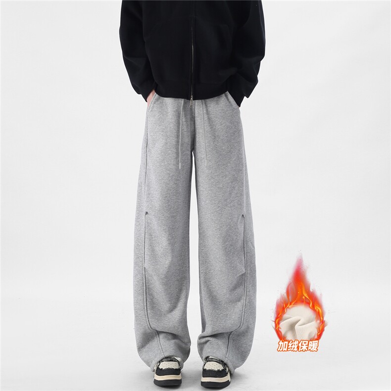 A429-YK357特批-常规42加绒48加绒加厚褶皱宽松阔腿休闲卫裤，男装休闲裤，电商A429