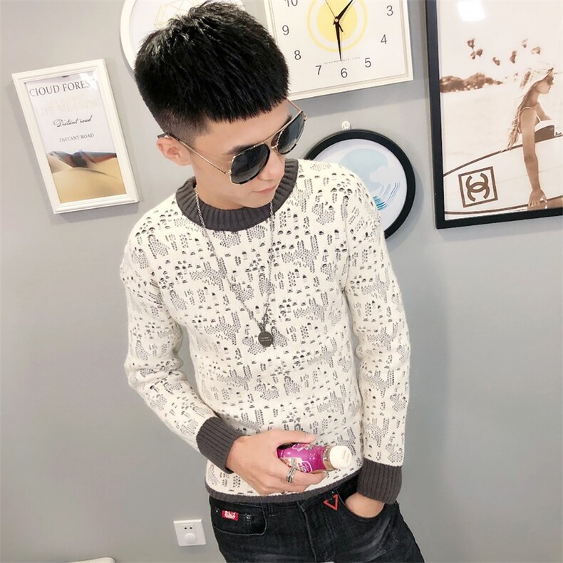 1冬季社会小伙针织衫扭花加厚毛衣男圆领打底衫C301B-MY17-P70,男装针织衫/毛衣,电商C301B