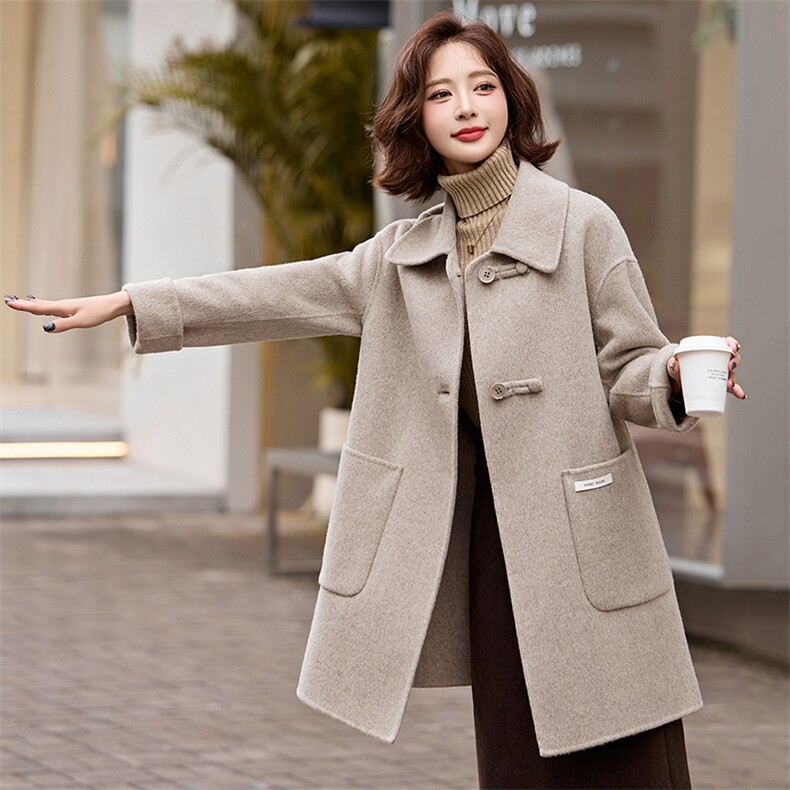 2025秋冬新款羊毛呢外套品牌女装宽松气质双面呢大衣中长,女装双面呢大衣,衣之秀