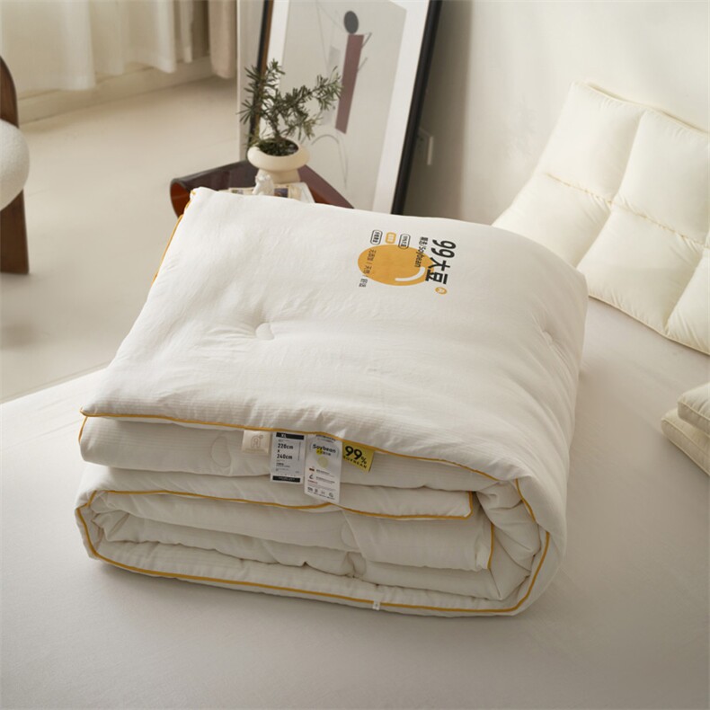 新款A类贡缎小提花99大豆被系列白色，被套/被芯，一起卖家纺