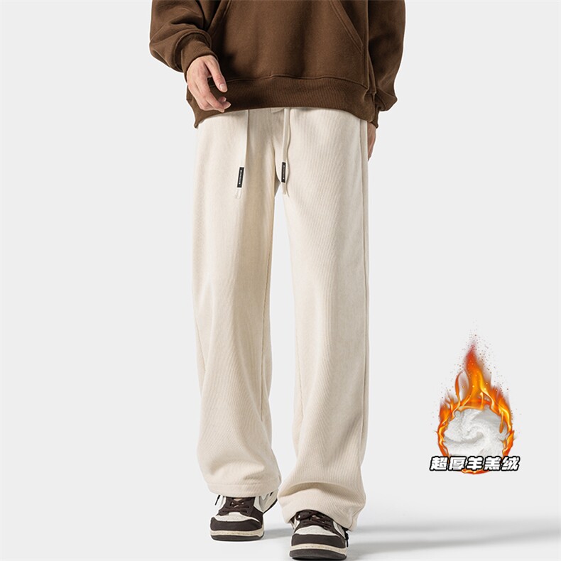 2025冬季新款无影墙大码羊羔绒灯芯绒卫裤M-5XHK23908-特P35，男装休闲裤，电商A022