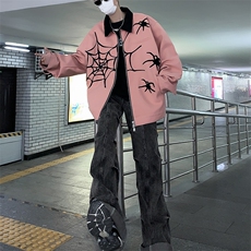潮美式蜘蛛全刺绣外套男秋潮牌夹克情侣棒球服i上衣JK0835-P65，男装夹克，星座308B-2