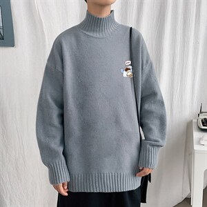 M18239-P45 加绒款-P65半高领毛衣男士大码针织衫男毛线衣男图片