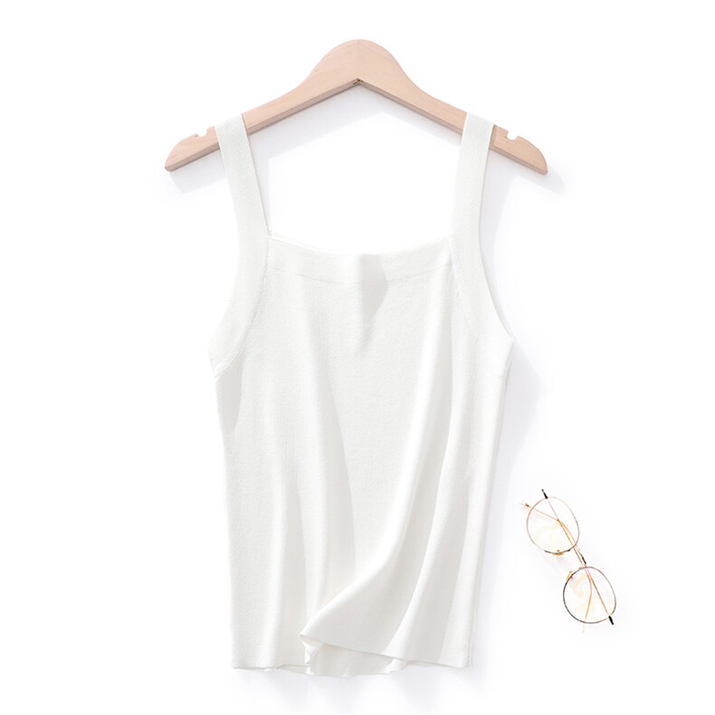 2024夏季曲珠冰丝针织吊带女宽松显瘦无袖背心法式纯色高级感内搭，女装背心吊带，东远绒业