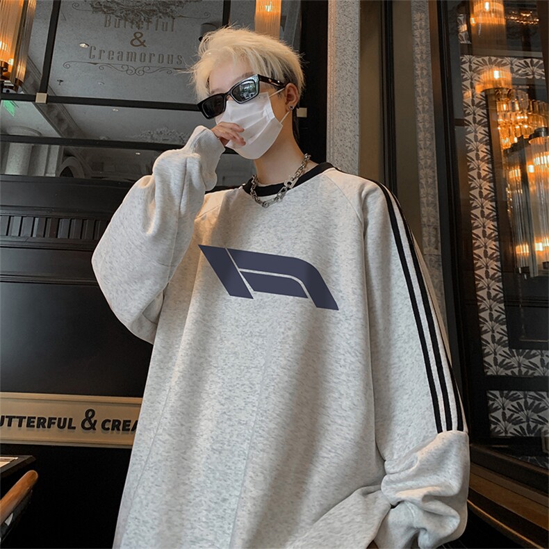 抖音得物供货提供视频秋冬重磅美式宽松织带圆领卫衣0301,男装卫衣,电商A486