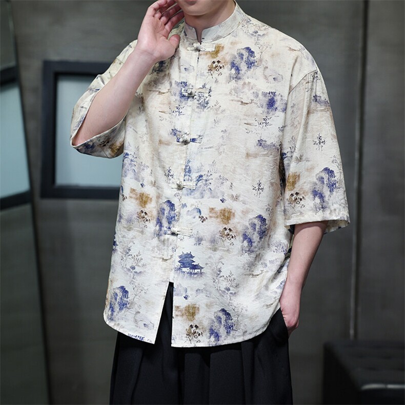 风数码印花衬衫C2501-P55,男装衬衫,星座815-1（原A203A）